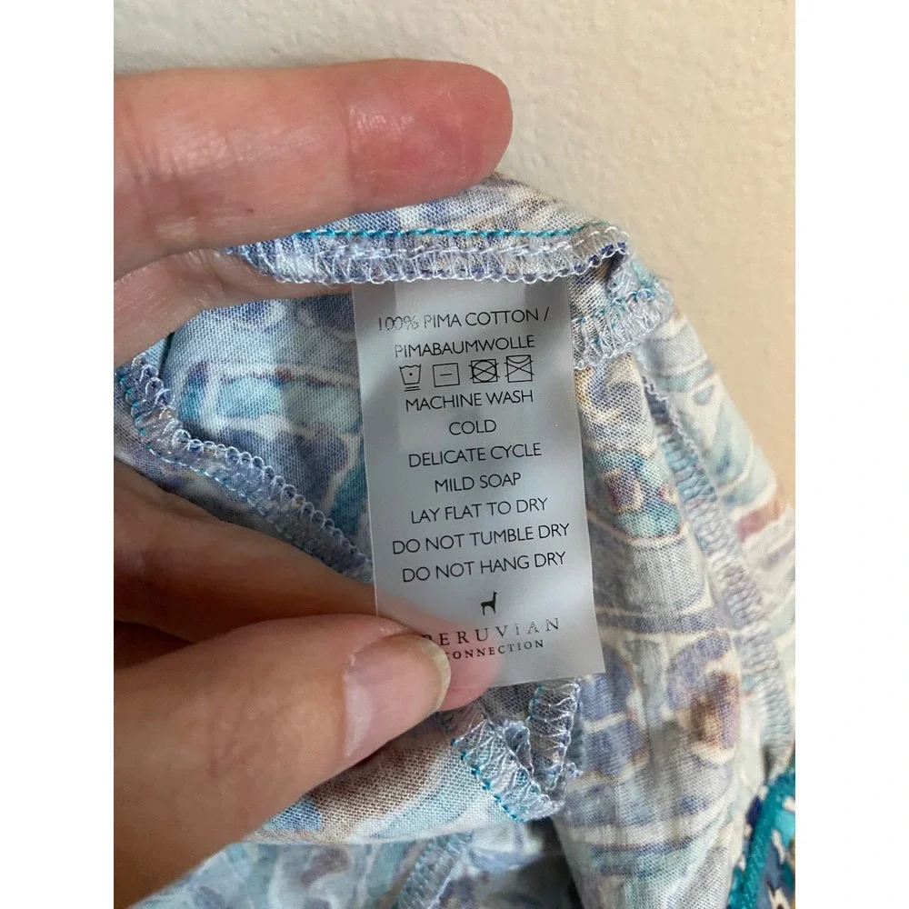 Peruvian Connection Venezia Paisley Print Dress Blue Turquoise Size Large‎
